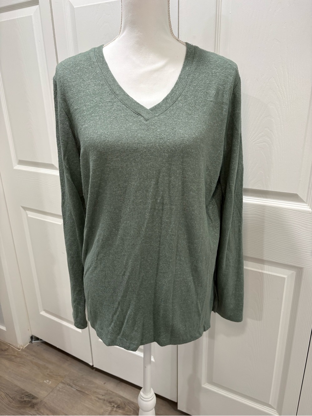 Matty M Sage Green V-Neck Long Sleeve Top